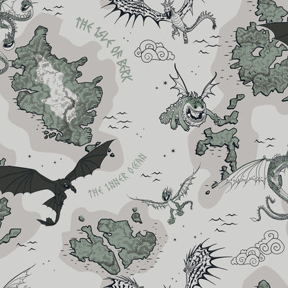 York Wallcoverings RoomMates How to Train Your Dragon Isle of Berk Grey Peel and Stick Wallpaper Whimsical Graphics Greys  Wallpaper - RMWS1301
