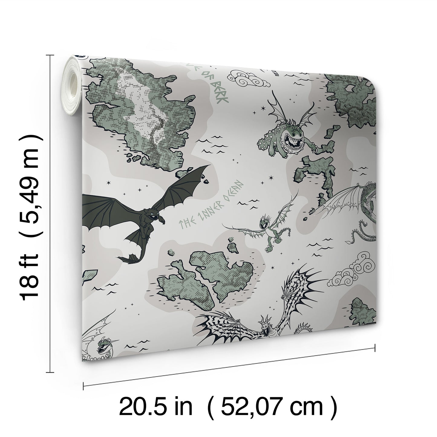 York Wallcoverings RoomMates How to Train Your Dragon Isle of Berk Grey Peel and Stick Wallpaper Whimsical Graphics Greys  Wallpaper - RMWS1301
