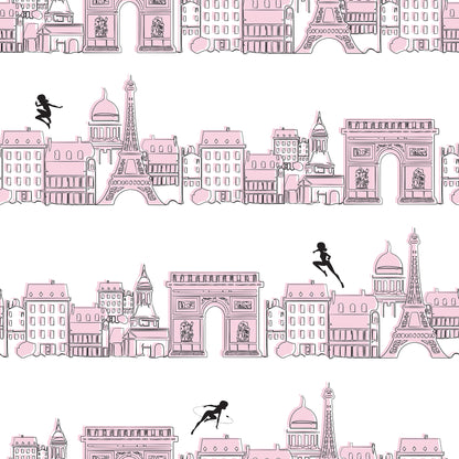 York Wallcoverings RoomMates Miraculous Ladybug Charming Paris Pink Peel & Stick Wallpaper Graphics Kids Pink  Current Peel & Stick - RMWS1302