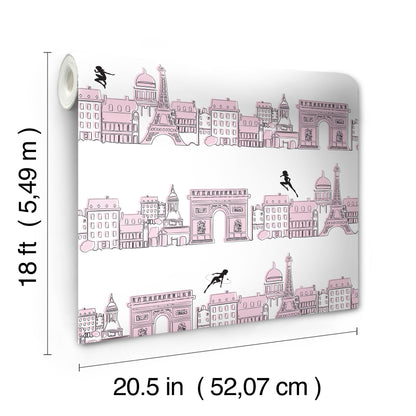York Wallcoverings RoomMates Miraculous Ladybug Charming Paris Pink Peel & Stick Wallpaper Graphics Kids Pink  Current Peel & Stick - RMWS1302