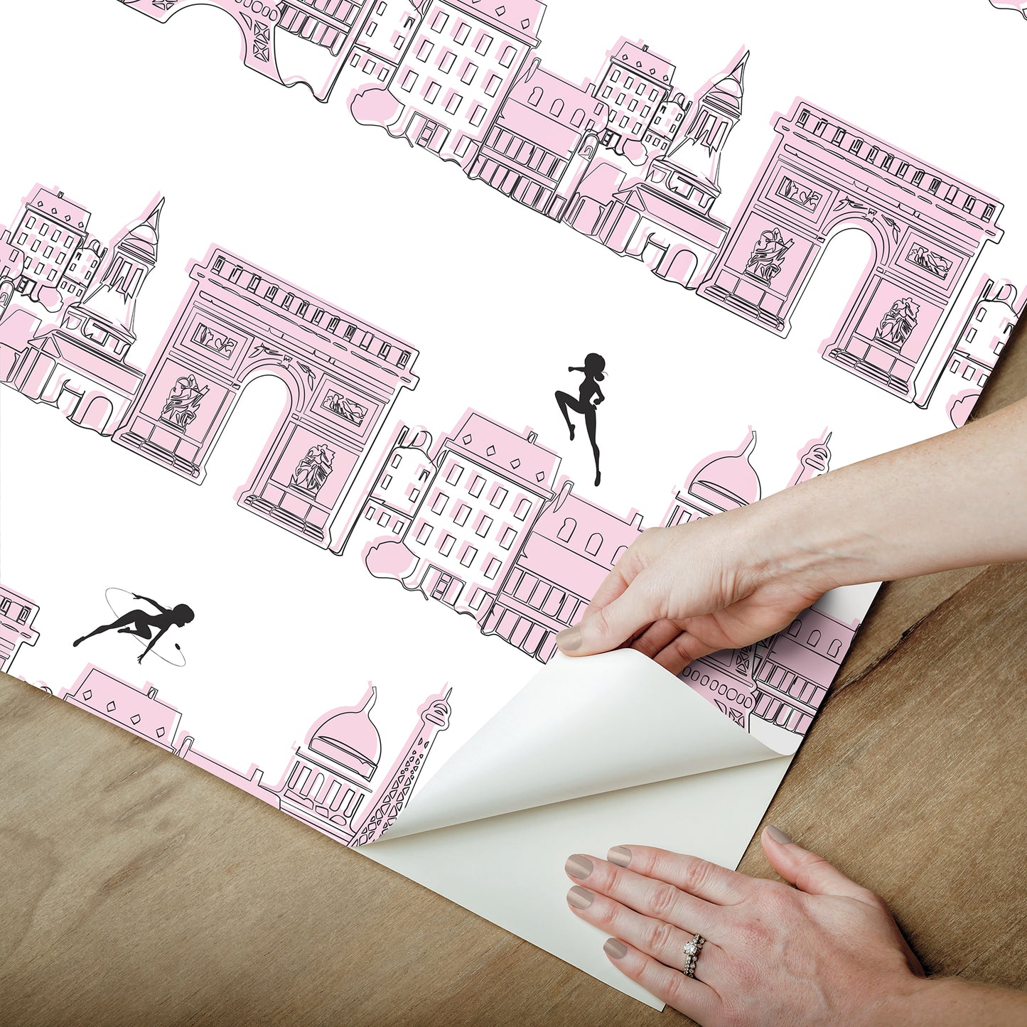 York Wallcoverings RoomMates Miraculous Ladybug Charming Paris Pink Peel & Stick Wallpaper Graphics Kids Pink  Current Peel & Stick - RMWS1302