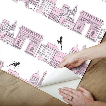 York Wallcoverings RoomMates Miraculous Ladybug Charming Paris Pink Peel & Stick Wallpaper Graphics Kids Pink  Current Peel & Stick - RMWS1302