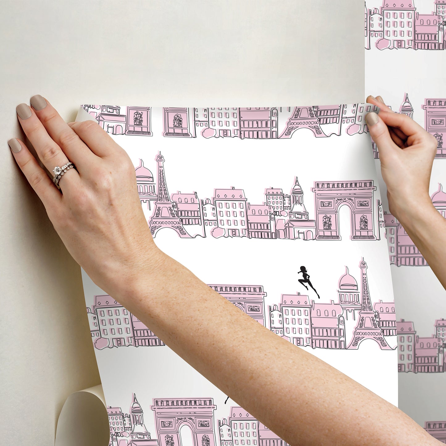 York Wallcoverings RoomMates Miraculous Ladybug Charming Paris Pink Peel & Stick Wallpaper Graphics Kids Pink  Current Peel & Stick - RMWS1302