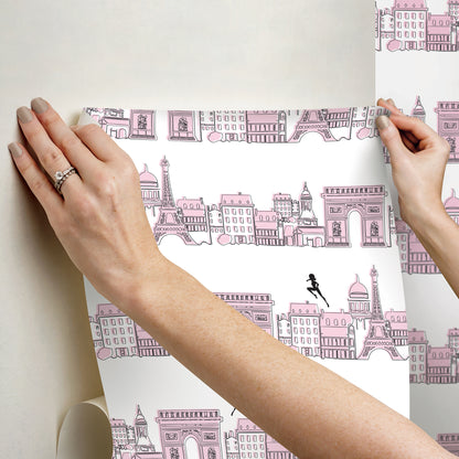 York Wallcoverings RoomMates Miraculous Ladybug Charming Paris Pink Peel & Stick Wallpaper Graphics Kids Pink  Current Peel & Stick - RMWS1302