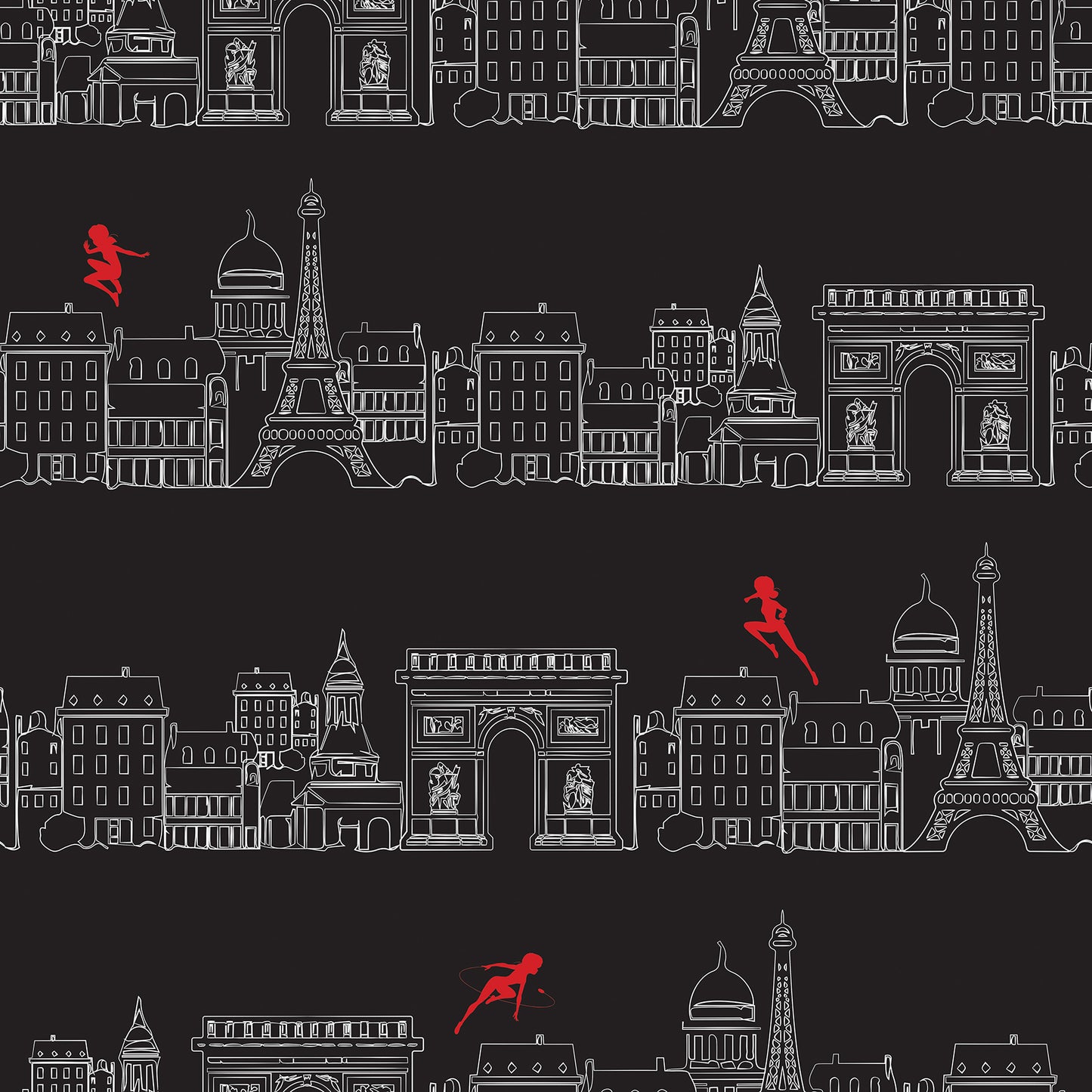 York Wallcoverings RoomMates Miraculous Ladybug Charming Paris Black Peel and Stick Wallpaper Kids Graphics Blacks  Wallpaper - RMWS1303
