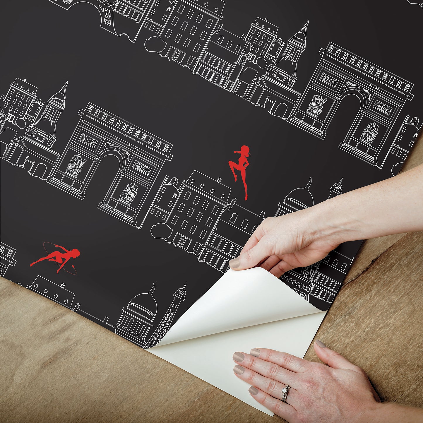 York Wallcoverings RoomMates Miraculous Ladybug Charming Paris Black Peel and Stick Wallpaper Kids Graphics Blacks  Wallpaper - RMWS1303