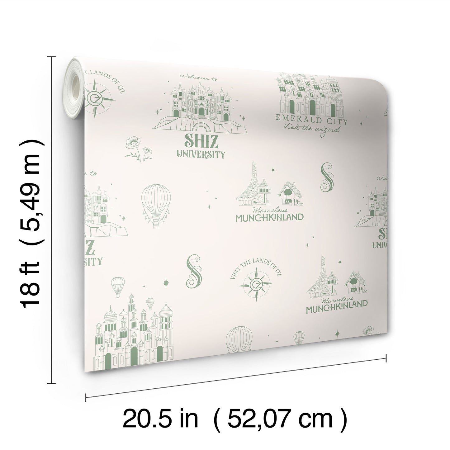 York Wallcoverings RoomMates Wicked Land of Oz Peel and Stick Wallpaper Fairy Tales & Fantasy Whimsical Green  Current Peel & Stick - RMWS1308