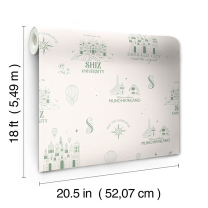 York Wallcoverings RoomMates Wicked Land of Oz Peel and Stick Wallpaper Fairy Tales & Fantasy Whimsical Green  Current Peel & Stick - RMWS1308