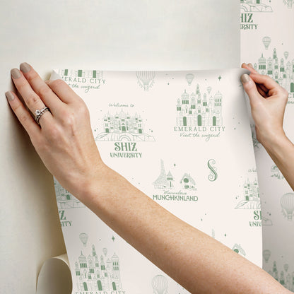 York Wallcoverings RoomMates Wicked Land of Oz Peel and Stick Wallpaper Fairy Tales & Fantasy Whimsical Green  Current Peel & Stick - RMWS1308