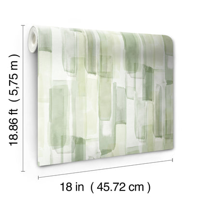York Wallcoverings RoomMates Watercolor Glass Olive Green Peel and Stick Wallpaper Graphics Bohemian Olive Green  Current Peel & Stick - RMWS1313