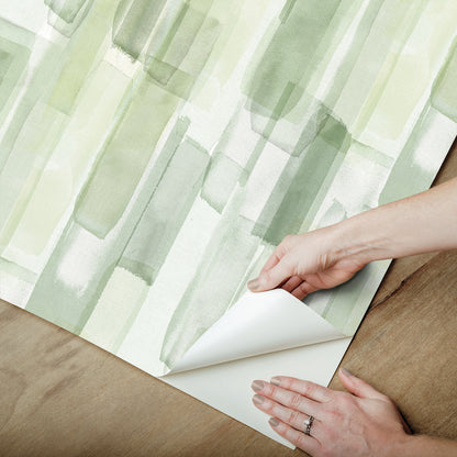 York Wallcoverings RoomMates Watercolor Glass Olive Green Peel and Stick Wallpaper Graphics Bohemian Olive Green  Current Peel & Stick - RMWS1313