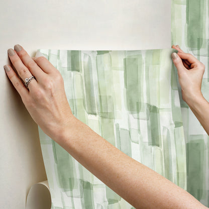 York Wallcoverings RoomMates Watercolor Glass Olive Green Peel and Stick Wallpaper Graphics Bohemian Olive Green  Current Peel & Stick - RMWS1313