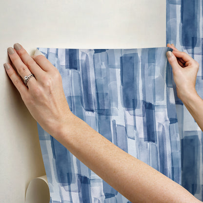 York Wallcoverings RoomMates Watercolor Glass Dark Blue Peel and Stick Wallpaper Graphics Bohemian Dark Blue  Current Peel & Stick - RMWS1314