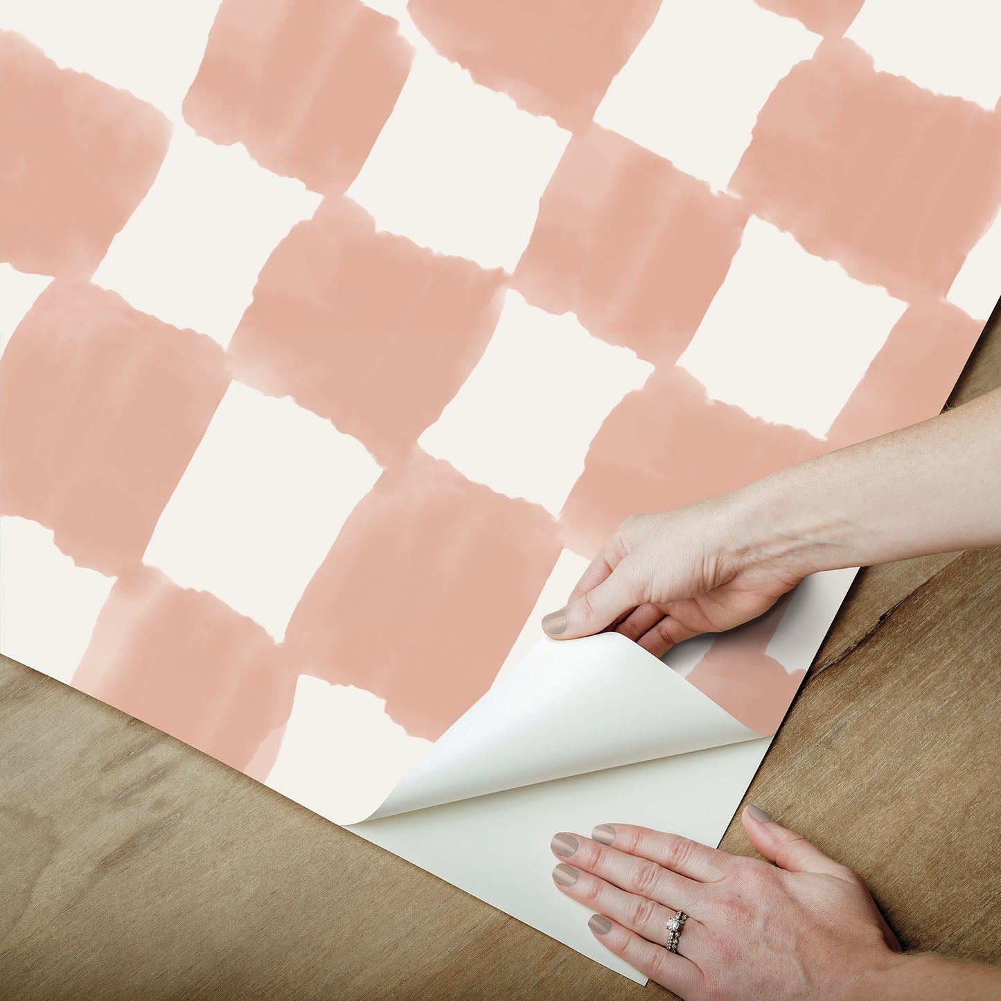 York Wallcoverings RoomMates Tess Watercolor Checker Terracotta Peel and Stick Wallpaper Graphics Bohemian Terracotta  Current Peel & Stick - RMWS1315