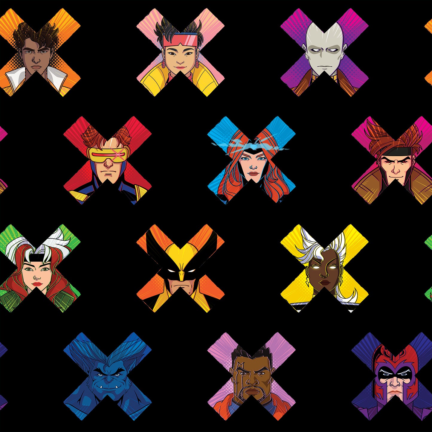 York Wallcoverings RoomMates Marvel's X-MEN '97 Faces Black Peel and Stick Wallpaper Graphics Kids Black  Current Peel & Stick - RMWS1318