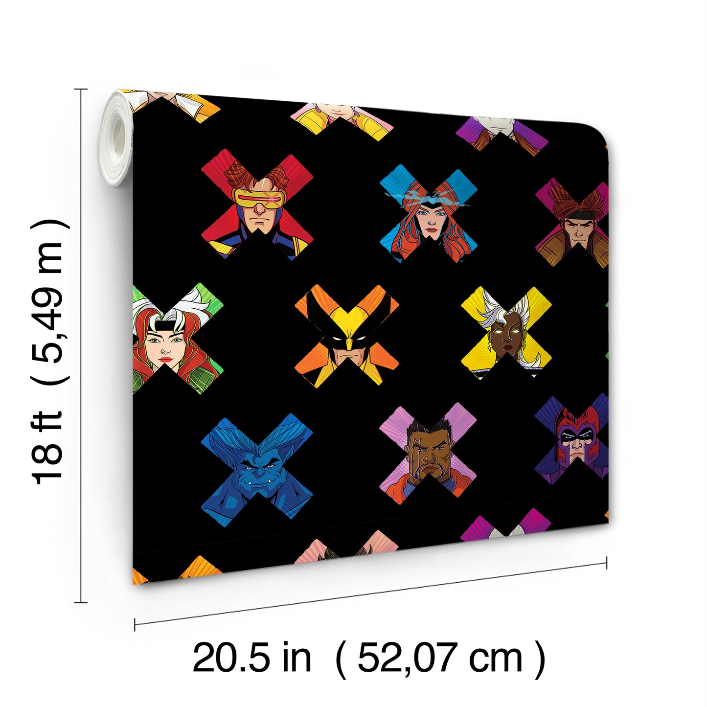 York Wallcoverings RoomMates Marvel's X-MEN '97 Faces Black Peel and Stick Wallpaper Graphics Kids Black  Current Peel & Stick - RMWS1318