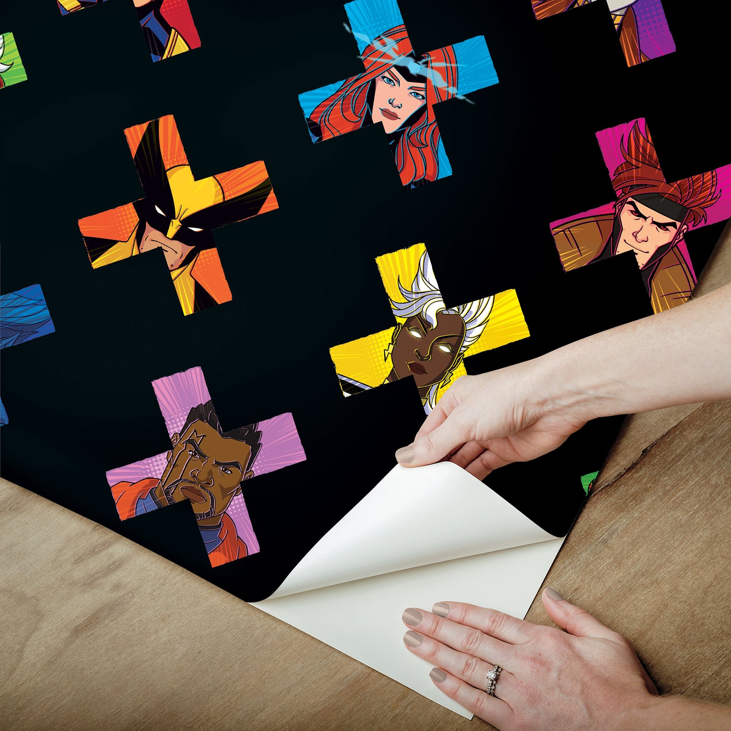 York Wallcoverings RoomMates Marvel's X-MEN '97 Faces Black Peel and Stick Wallpaper Graphics Kids Black  Current Peel & Stick - RMWS1318