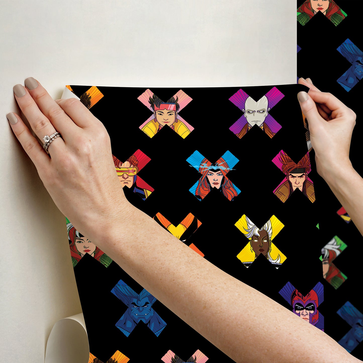 York Wallcoverings RoomMates Marvel's X-MEN '97 Faces Black Peel and Stick Wallpaper Graphics Kids Black  Current Peel & Stick - RMWS1318