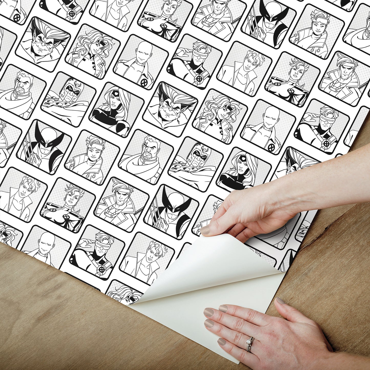 York Wallcoverings RoomMates X-MEN ?97 Comic Cast Black and White Peel and Stick Wallpaper Graphics Kids Black and White  Current Peel & Stick - RMWS1319