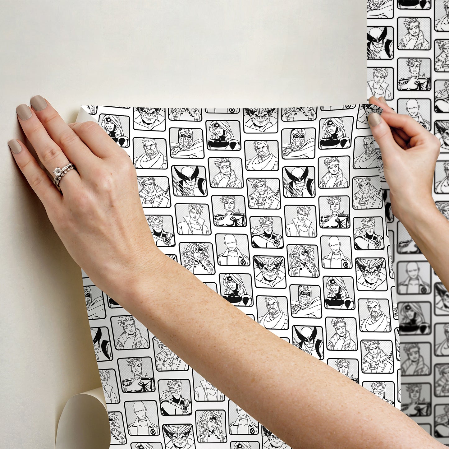 York Wallcoverings RoomMates X-MEN ?97 Comic Cast Black and White Peel and Stick Wallpaper Graphics Kids Black and White  Current Peel & Stick - RMWS1319