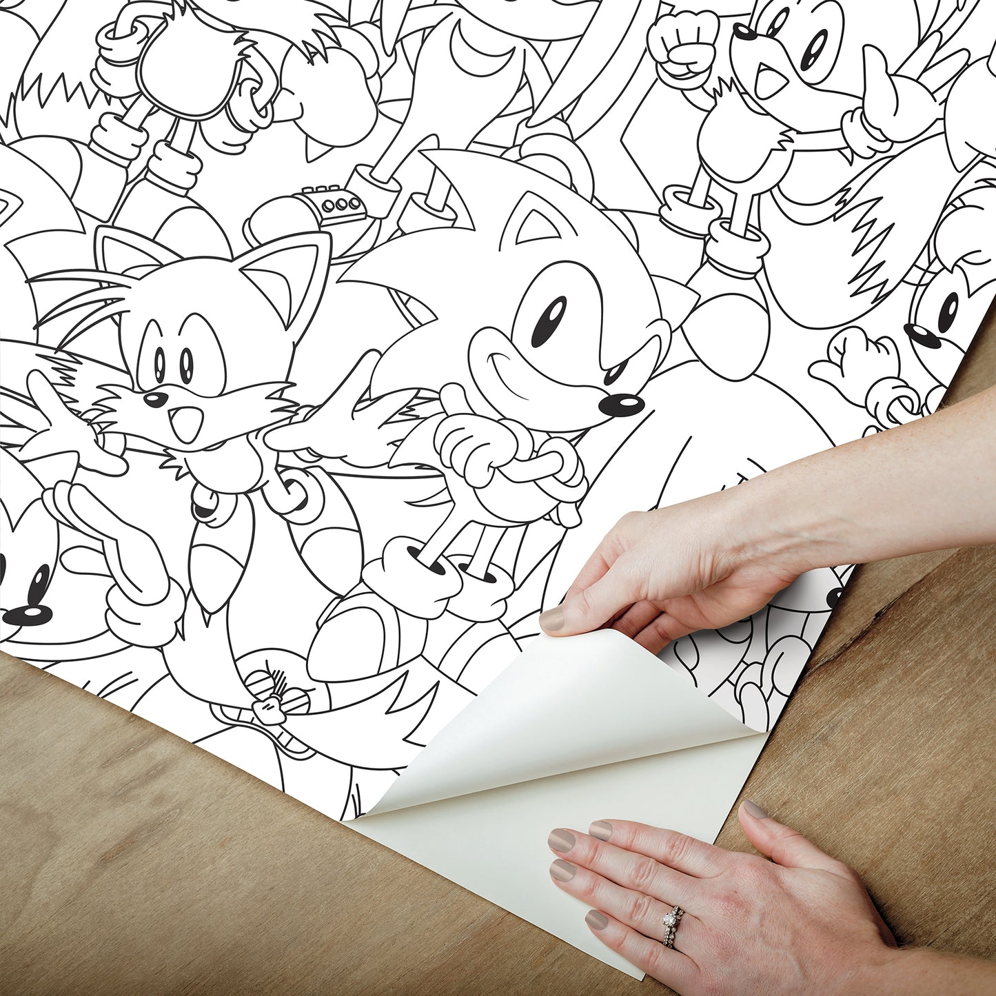 York Wallcoverings RoomMates Sonic The Hedgehog Line Art Peel and Stick Wallpaper Graphics Kids Black and White?  Current Peel & Stick - RMWS1331