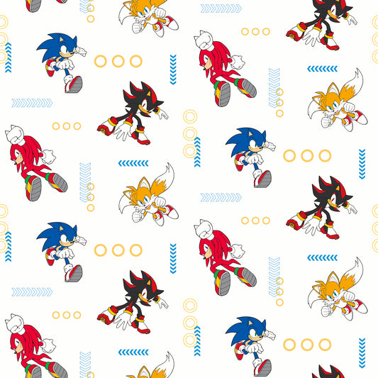 York Wallcoverings RoomMates Sonic The Hedgehog Let?s Roll Peel and Stick Wallpaper Graphics Kids Blue and White?  Current Peel & Stick - RMWS1332
