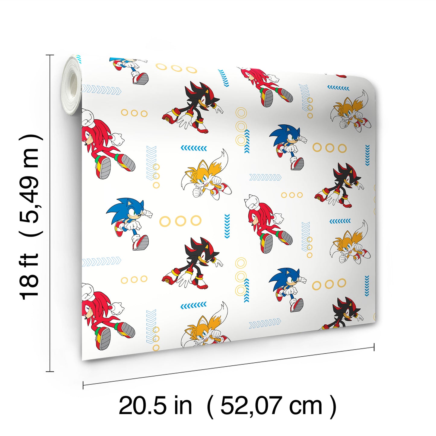 York Wallcoverings RoomMates Sonic The Hedgehog Let?s Roll Peel and Stick Wallpaper Graphics Kids Blue and White?  Current Peel & Stick - RMWS1332