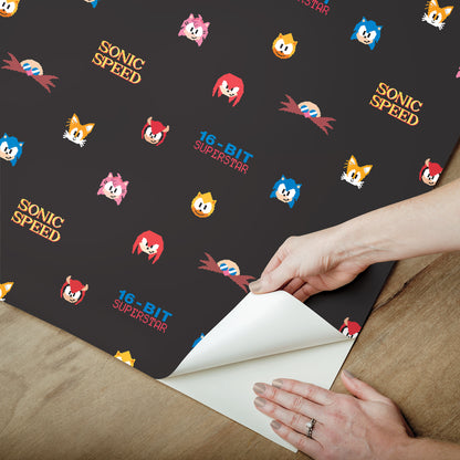 York Wallcoverings RoomMates Sonic The Hedgehog 16-Bit Superstar Retro? Peel and Stick Wallpaper Graphics Kids Black  Current Peel & Stick - RMWS1333