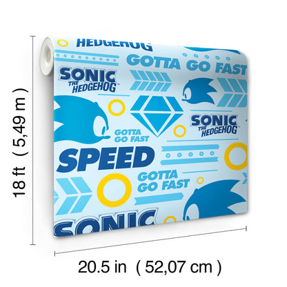 York Wallcoverings RoomMates Sonic The Hedgehog Gotta Go Fast Peel and Stick Wallpaper Graphics Kids Blue  Current Peel & Stick - RMWS1334