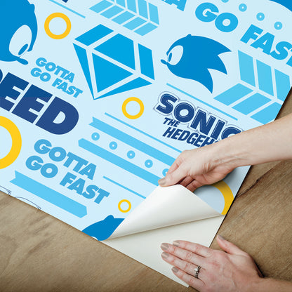 York Wallcoverings RoomMates Sonic The Hedgehog Gotta Go Fast Peel and Stick Wallpaper Graphics Kids Blue  Current Peel & Stick - RMWS1334