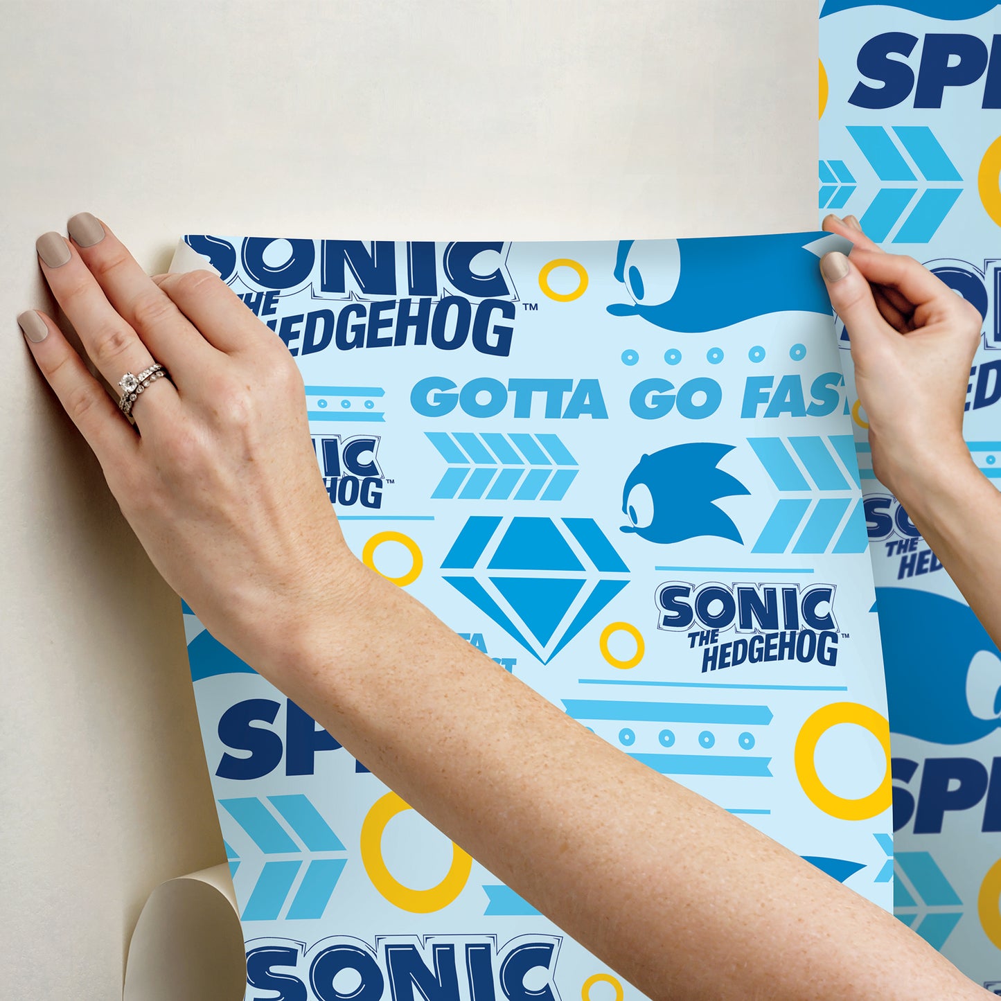 York Wallcoverings RoomMates Sonic The Hedgehog Gotta Go Fast Peel and Stick Wallpaper Graphics Kids Blue  Current Peel & Stick - RMWS1334