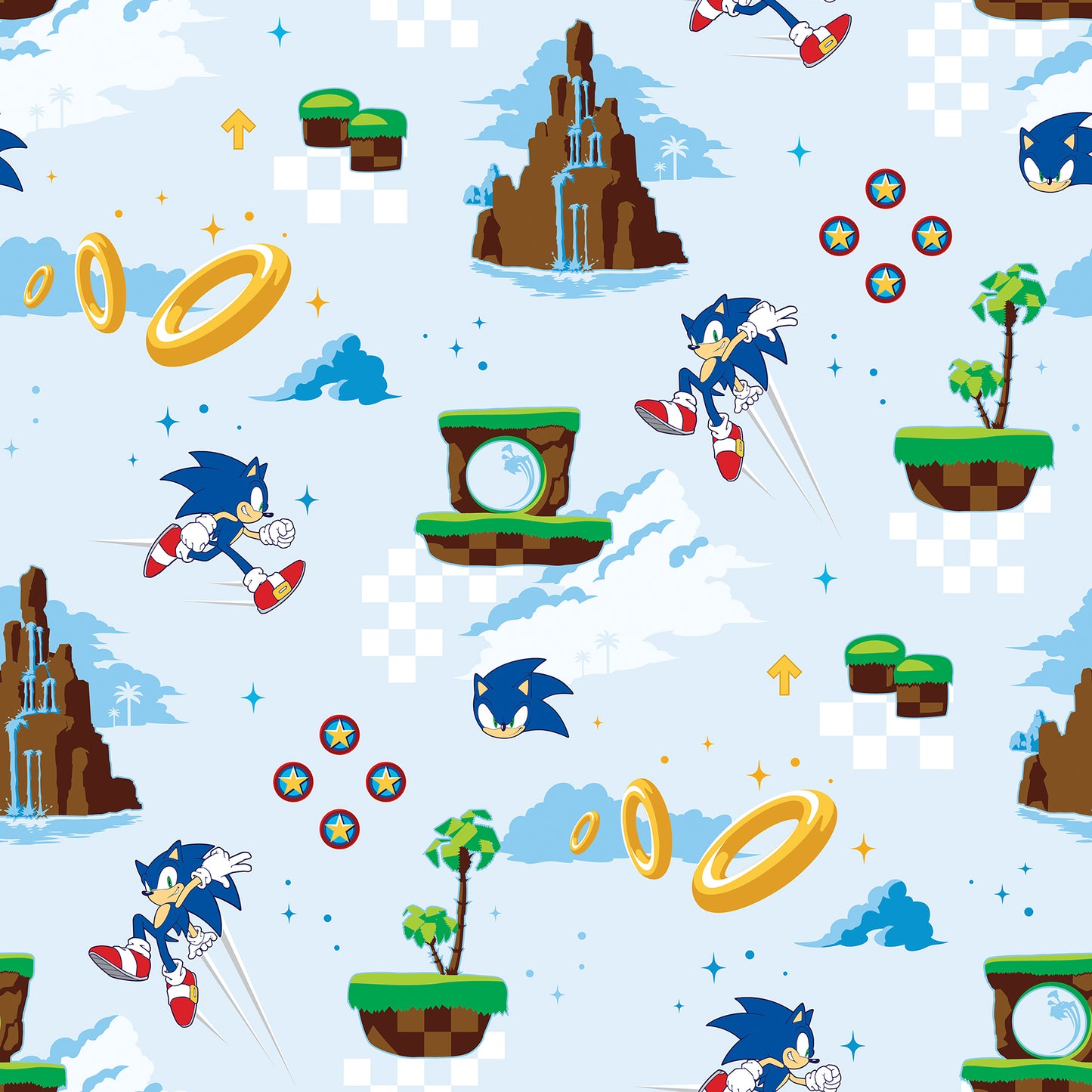 York Wallcoverings RoomMates Sonic The Hedgehog Green Hill Zone Peel and Stick Wallpaper Graphics Kids Blue  Current Peel & Stick - RMWS1335