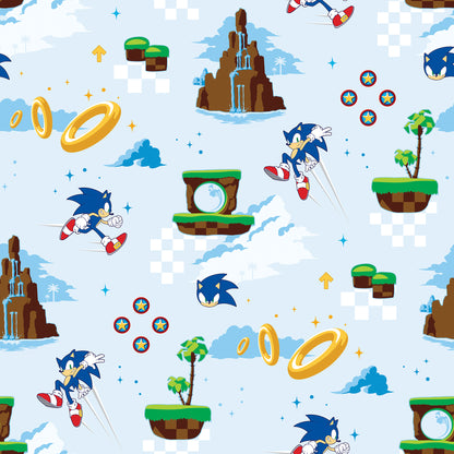 York Wallcoverings RoomMates Sonic The Hedgehog Green Hill Zone Peel and Stick Wallpaper Graphics Kids Blue  Current Peel & Stick - RMWS1335
