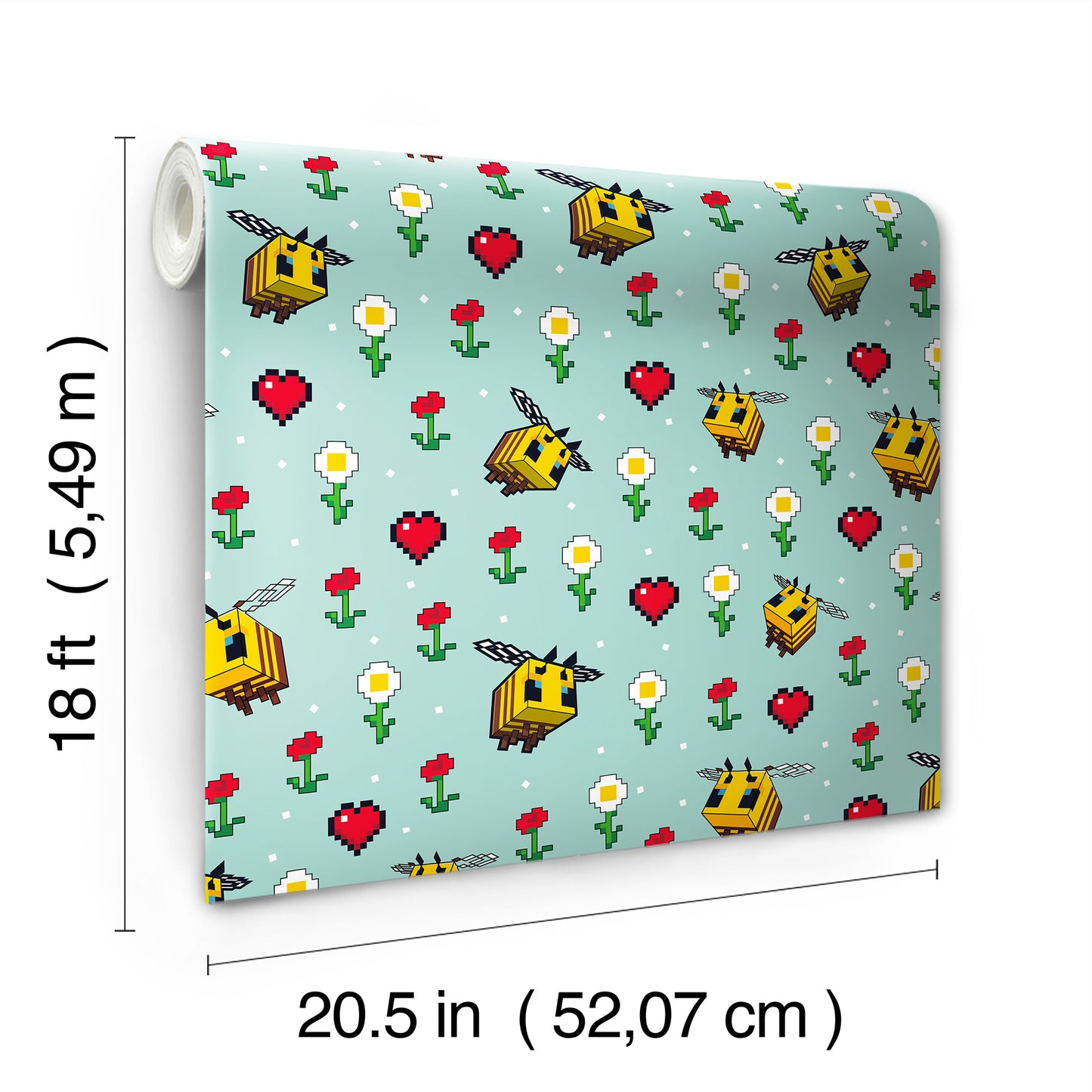 York Wallcoverings RoomMates Minecraft Busy Bee Peel and Stick Wallpaper Graphics Whimsical Blue  Current Peel & Stick - RMWS1339