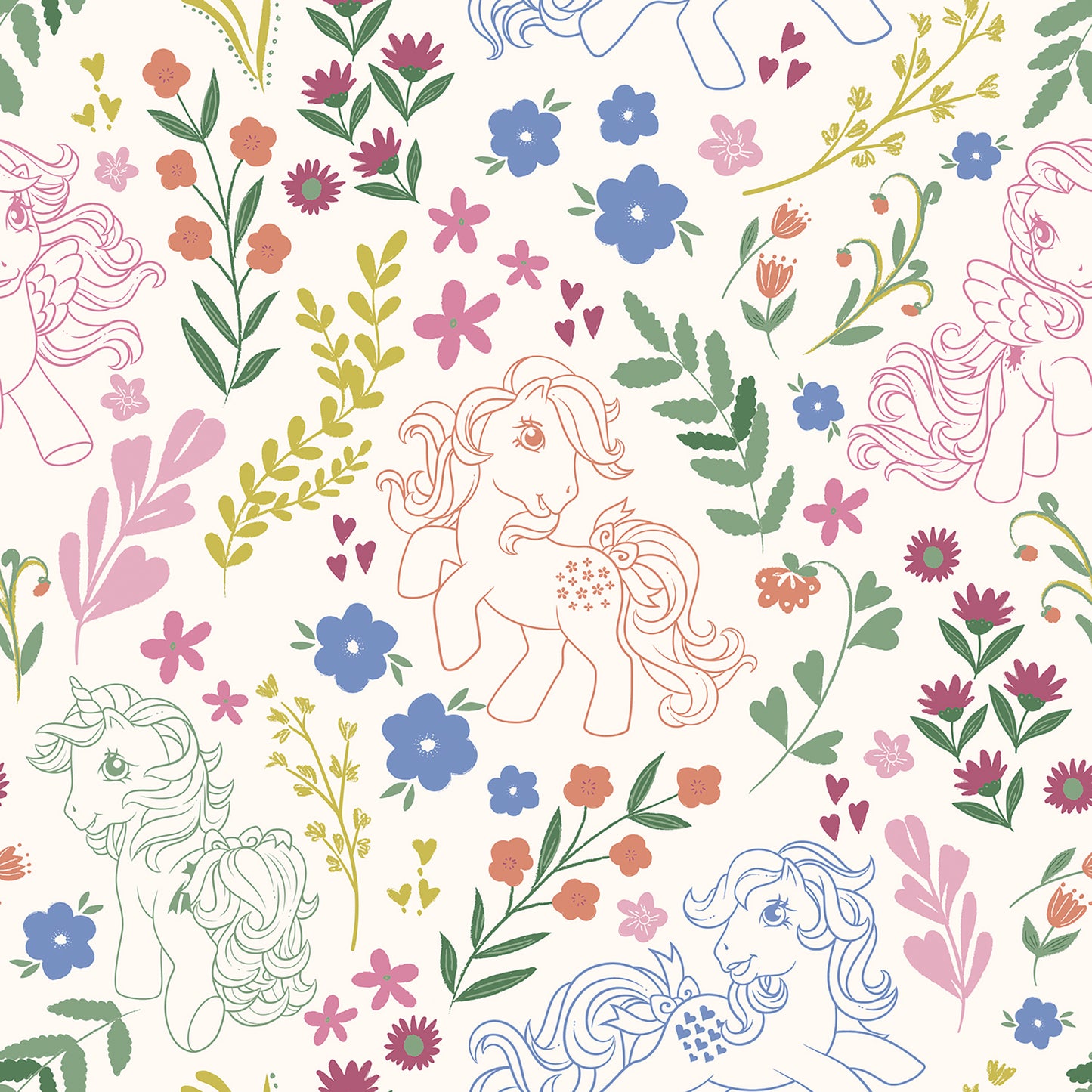 York Wallcoverings RoomMates My Little Pony Retro Floral Cream Peel and Stick Wallpaper Fairy Tales & Fantasy Kids Cream  Current Peel & Stick - RMWS1343
