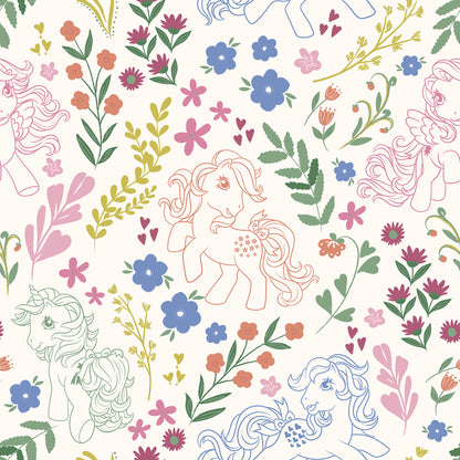 York Wallcoverings RoomMates My Little Pony Retro Floral Cream Peel and Stick Wallpaper Fairy Tales & Fantasy Kids Cream  Current Peel & Stick - RMWS1343