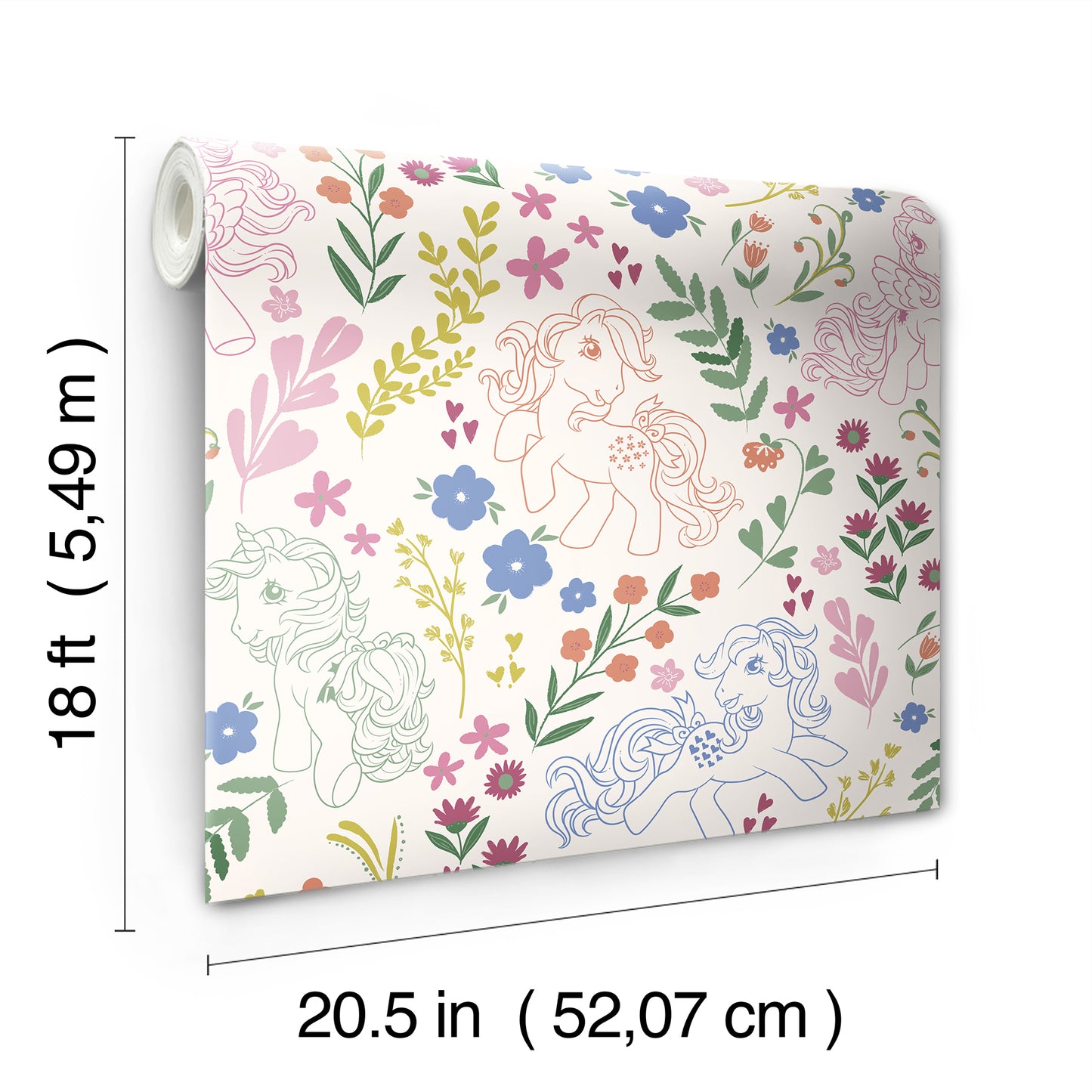 York Wallcoverings RoomMates My Little Pony Retro Floral Cream Peel and Stick Wallpaper Fairy Tales & Fantasy Kids Cream  Current Peel & Stick - RMWS1343
