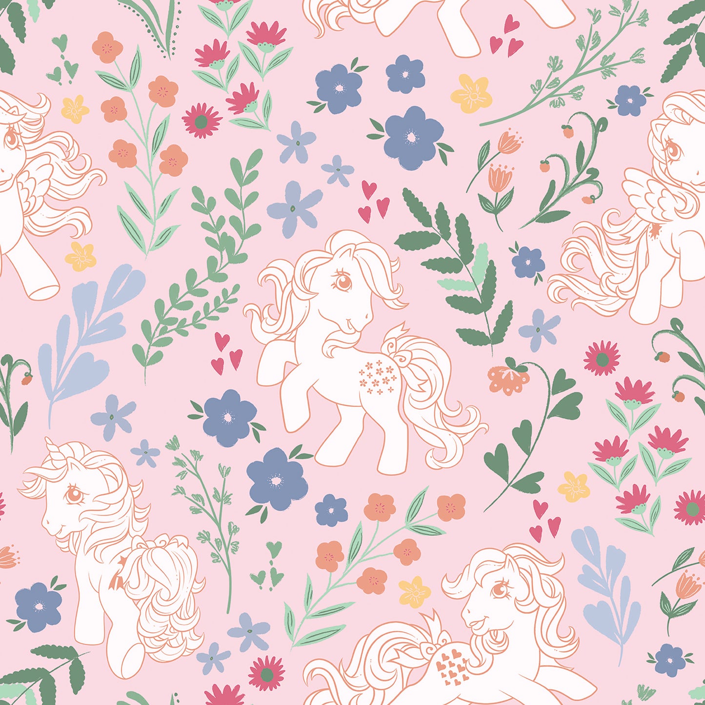 York Wallcoverings RoomMates My Little Pony Retro Floral Pink Peel and Stick Wallpaper Fairy Tales & Fantasy Kids Pink  Current Peel & Stick - RMWS1344