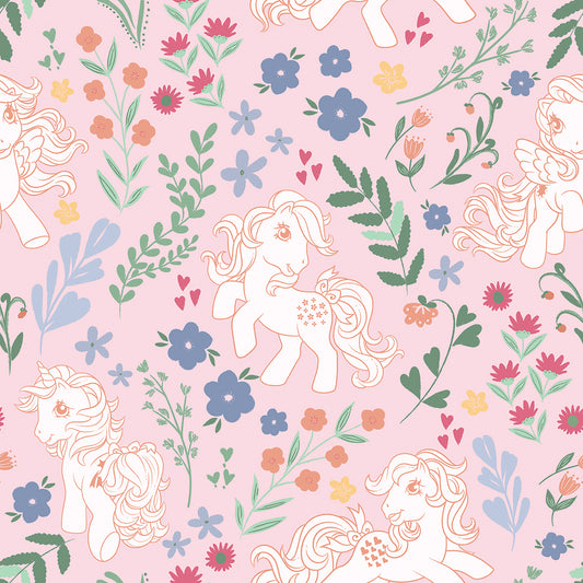 York Wallcoverings RoomMates My Little Pony Retro Floral Pink Peel and Stick Wallpaper Fairy Tales & Fantasy Kids Pink  Current Peel & Stick - RMWS1344