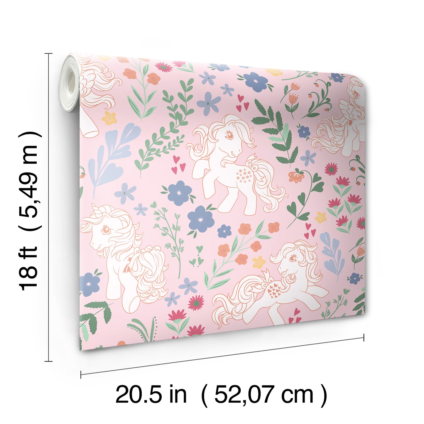 York Wallcoverings RoomMates My Little Pony Retro Floral Pink Peel and Stick Wallpaper Fairy Tales & Fantasy Kids Pink  Current Peel & Stick - RMWS1344