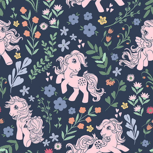 York Wallcoverings RoomMates My Little Pony Retro Floral Blue Peel and Stick Wallpaper Fairy Tales & Fantasy Kids Blue  Current Peel & Stick - RMWS1345