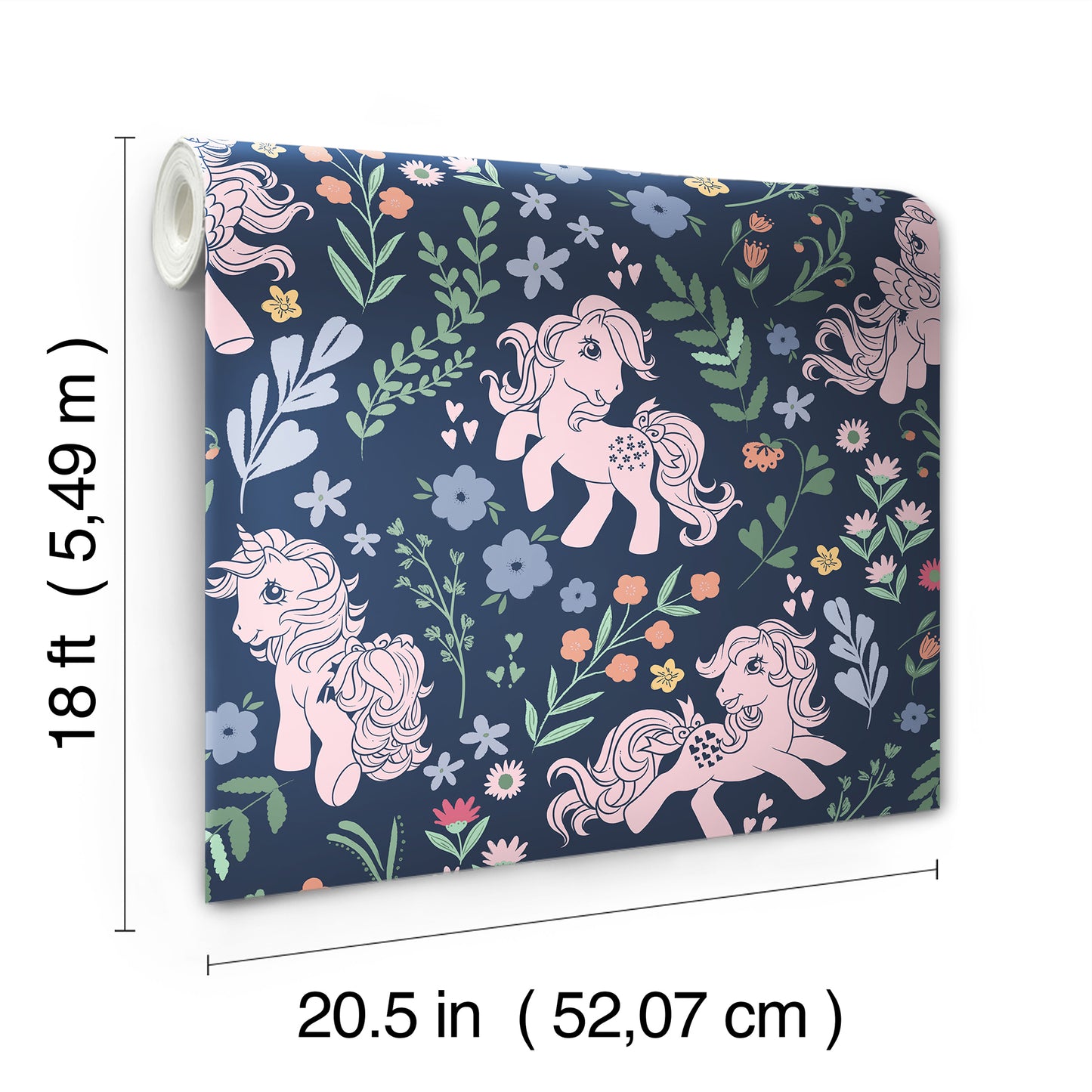 York Wallcoverings RoomMates My Little Pony Retro Floral Blue Peel and Stick Wallpaper Fairy Tales & Fantasy Kids Blue  Current Peel & Stick - RMWS1345