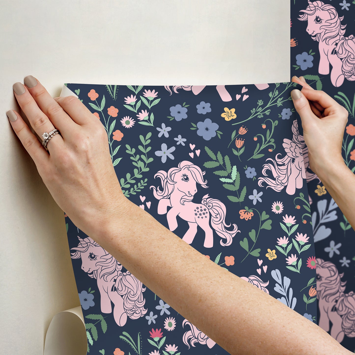 York Wallcoverings RoomMates My Little Pony Retro Floral Blue Peel and Stick Wallpaper Fairy Tales & Fantasy Kids Blue  Current Peel & Stick - RMWS1345