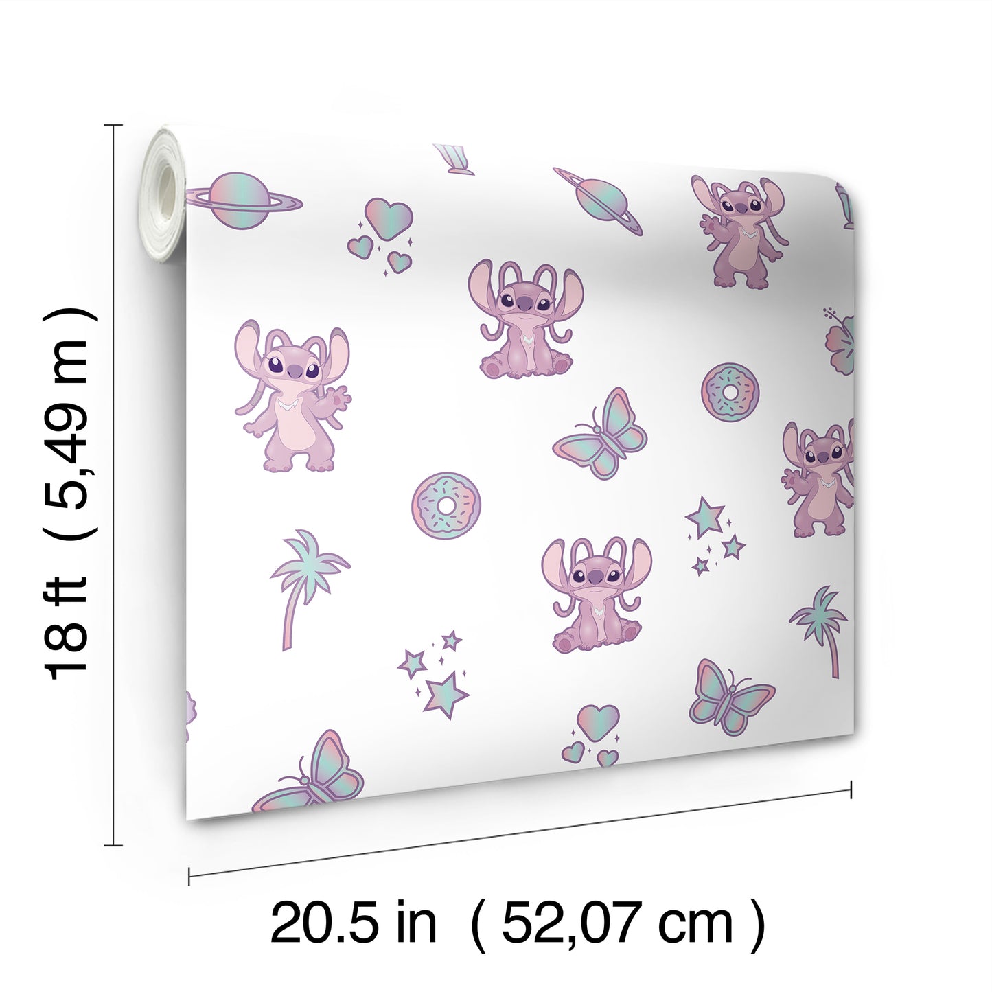 York Wallcoverings RoomMates Disney Lilo & Stitch Angel Pink Peel and Stick Wallpaper Graphics Kids Pink  Current Peel & Stick - RMWS1347