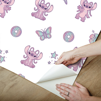 York Wallcoverings RoomMates Disney Lilo & Stitch Angel Pink Peel and Stick Wallpaper Graphics Kids Pink  Current Peel & Stick - RMWS1347