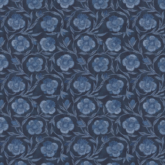 STOUT TEXTILES  MULTIPURPOSE,PRINT TRANSITIONAL,, FLORAL ROYAL   - ROBE-2