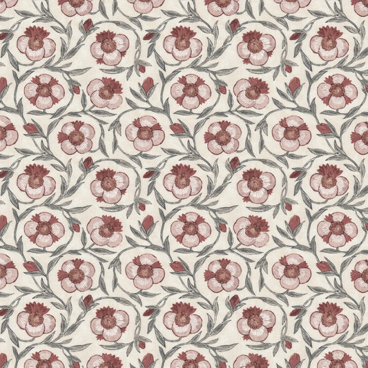 STOUT TEXTILES  MULTIPURPOSE,PRINT TRANSITIONAL,, FLORAL CLARET,CRIMSON   - ROBE-3