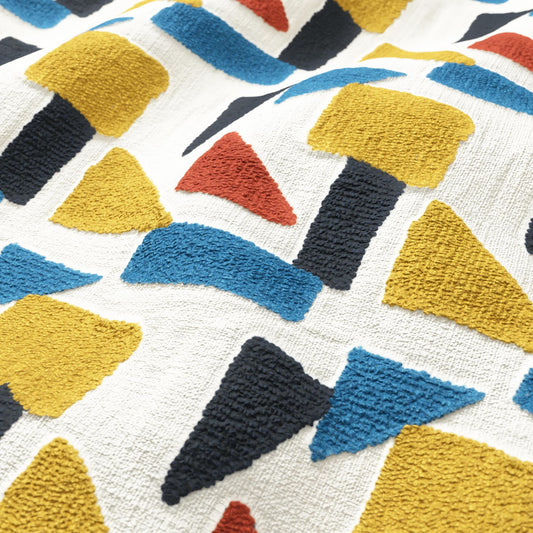 JF Fabrics ROCKAWAY 18 Fabric Geometric, Abstract, Contemporary, Modern Yellow, Orange, Blue  Embroidery - 9013318 J9161