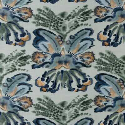 KRAVET COUTURE LINEN ABSTRACT GREEN,BLUE,   - RORSCHACH.315.0