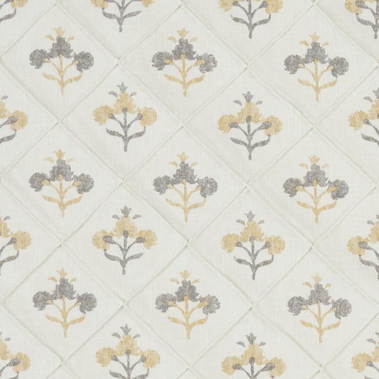 JF Fabrics ROSELLEN 17 Fabric Floral, Classic, Traditional Yellow, Grey, White  Print, Quilted - 9284817 J9391
